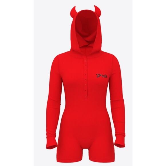 NWT PINK Victoria’s Secret Halloween Devil Romper Red Size XXL - Picture 3 of 4